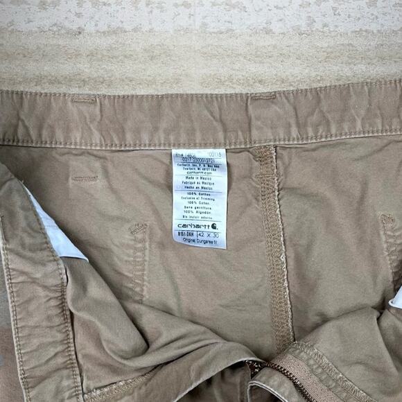 Vintage Carhartt Carpenter Pants Camel Tan Canvas Baggy Painter Leather Logo 90s - Picture 4 of 4